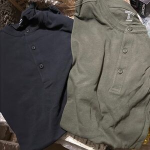 Black and Olive Button-Up Shirts 2 shirts